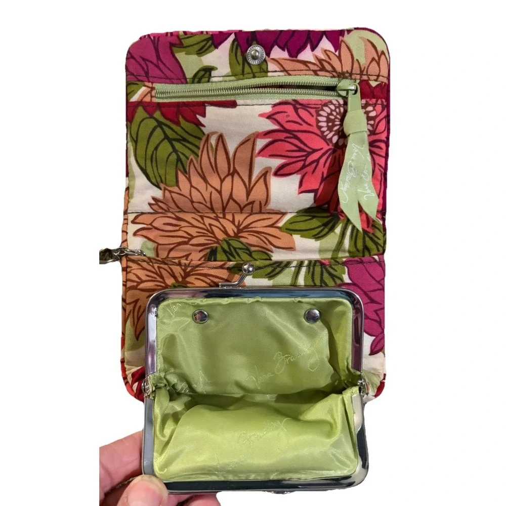 Vera Bradley Floral Quilted ID Wallet Coin Purse Kiss Lock Card Holder Keychain